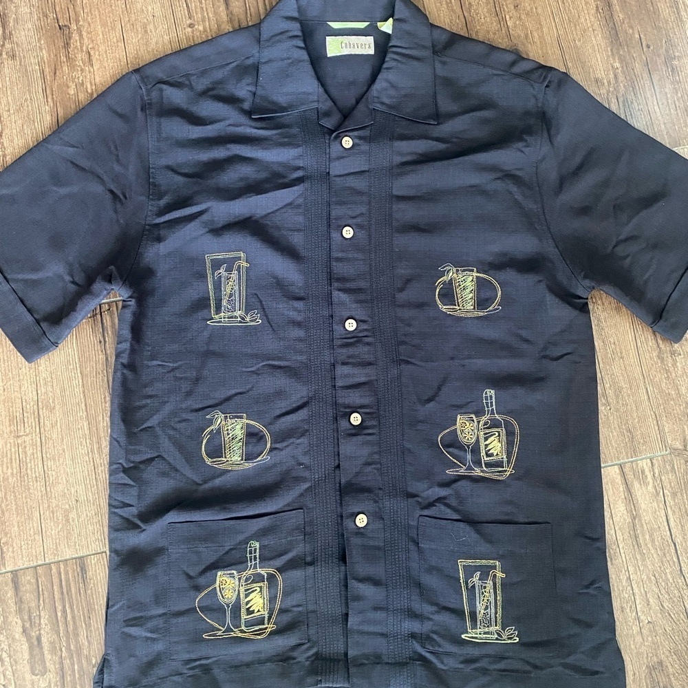 Cubavera hawaianas Black Textured Shirt Small